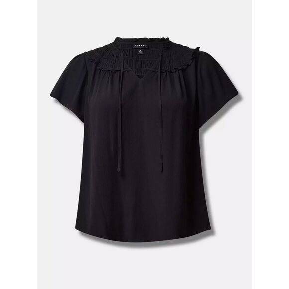 NWT Torrid Washable Gauze Smocked Yoke Ruffle Top Sz 00 (10/12) - Picture 4 of 8